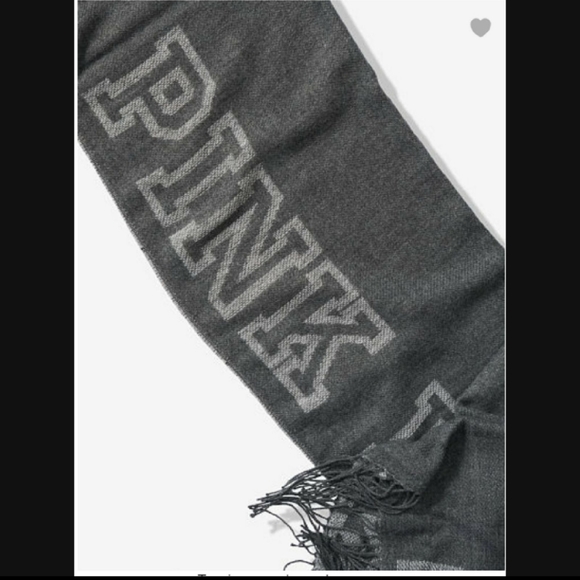 NEW VICTORIA'S SECRET PINK LOGO GREY BLANKET SCARF - Picture 3 of 8